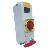 Tomada Sobrepor Fêmea 2 Polos + Terra 125A 440V Vermelho 9H Com Bloqueio Mecânico IP67 Dr Superlock S3609DR Steck