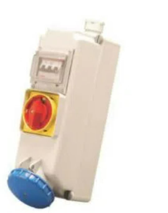 Tomada Sobrepor Fêmea 5 Polos 63A 250V Azul 9H Com Disjuntor