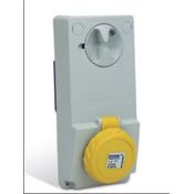 Tomada Embutir Fêmea 3 Polos + Terra 63A 100/130V Amarelo 4H Bloqueio IP65 Com Tampa Quasar QUA4544B Steck