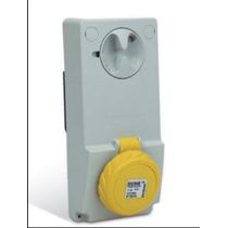 Tomada Embutir Fêmea 3 Polos + Terra 63A 100/130V Amarelo 4H Bloqueio IP65 Com Tampa Quasar QUA4544B Steck