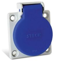 Tomada Embutir Fêmea 3 Polos + Terra 63A 200/250V Azul 9H Bloqueio IP65 Com Tampa Quasar QUA4549B Steck