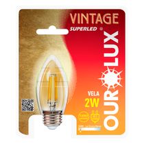 Lâmpada LED Vela E27 2400K Luz Amarela Bivolt 2W Vintage 05300 Ourolux