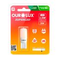 Lampada-LED-G9-2700K-Luz-Amarela-220V-25W-300G-SUPERLEDG9-Ourolux | Dimensional - Embalagem do produto parte frontal