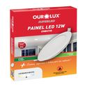Luminária LED Plafon Redonda Embutir Branca Bivolt 2700K 12W 03208A Ourolux - Dimensional | Visção produto na caixa