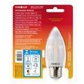 Lâmpada LED Vela E27 2700K Luz Amarela Bivolt 3W Fosca 20206 Ourolux a imagem apresenta o produto em sua embalagem de trás