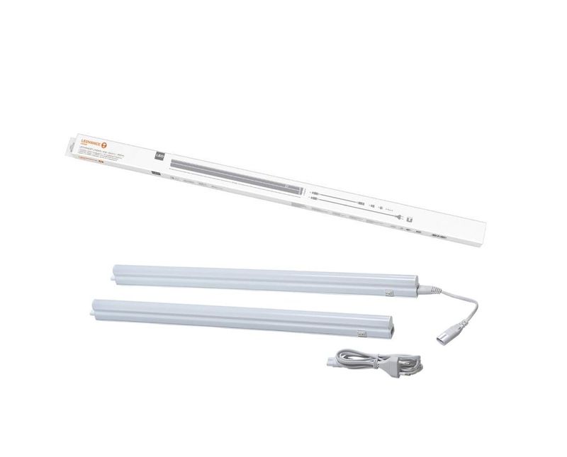 Luminária LED Sobrepor 60Cm 6500K 8W Bivolt | Visão completa do produto em posição horizontal e sua embalagem