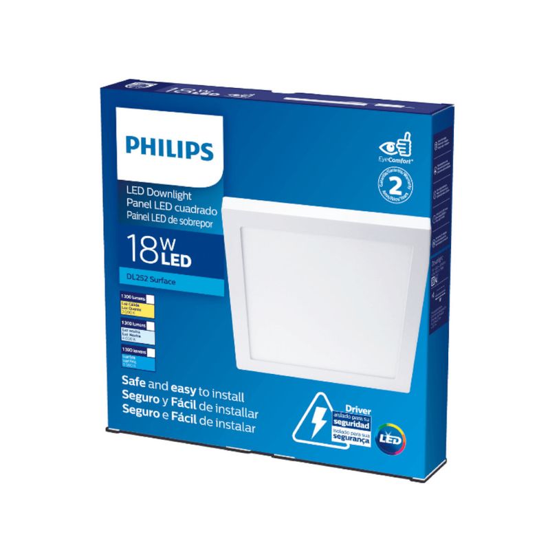 Painel LED 18W 4000K 1300lm Philips | Dimensional - Imagem da embalagem do painel