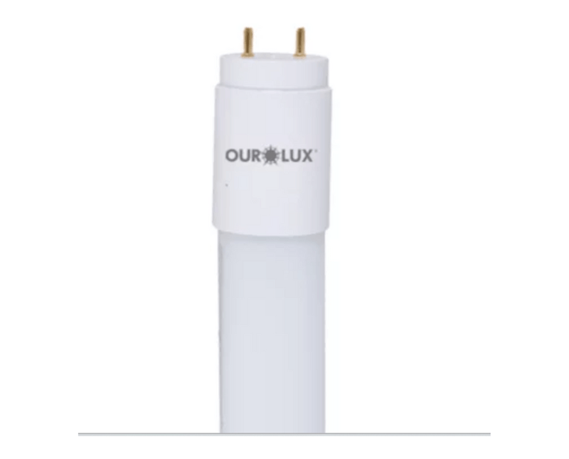 Lâmpada LED T8 Tubular G13 6500K Luz Branca Fria Bivolt 9W | Detalhes do conector do produto em posição vertical