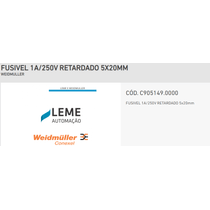 Fusivel 5X20Mm Ret 250V 1A C9051490000 Weidmuller Conexel