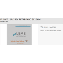 Fusivel Cartucho 5X20Mm Ret 250V 2-6A C9051500000 Weidmuller Conexel