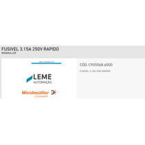 Fusivel Cartucho Rap 250V 3,15A C9050686000 Weidmuller Conexel