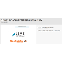 Fusivel Cartucho Ret 250V 3,15A C9053290000 Weidmuller Conexel