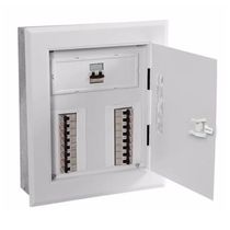 Quadro Distribuição Disjuntor Aço Carbono Branca Embutir Din 28 100 X 360 X 522 mm Comando Barramento QDETNII Pial