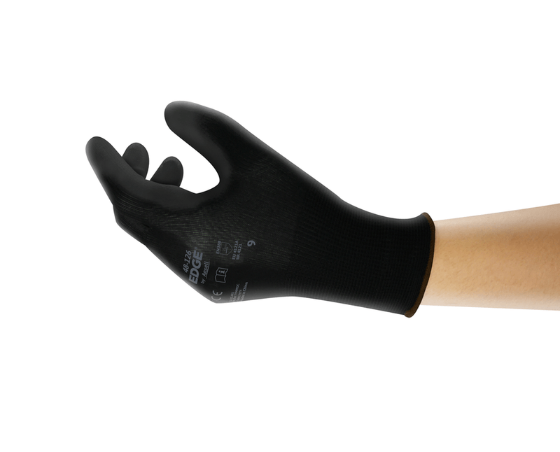 Luva Proteção Mecânica Poliester Preta Edge 48 Ansell - Dimensional