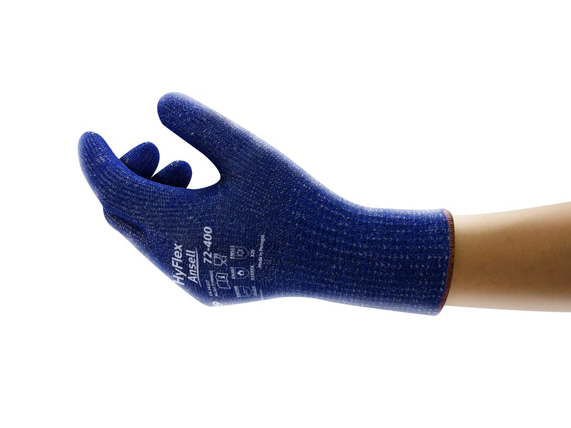 Luva Tricotada Aço Inox/Pes/Hppe/Fibra de Vidro Azul VersaTouch 72