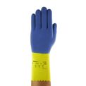 Luva Proteção Química Latex Natural Azul/Amarela Anti Derrapante Chemi Pro 224 Tamanho 7 CA 12872 Ansell - Dimensional | Imagem ilustrativa - Visão vertical maior