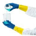 Luva Proteção Química Latex Natural Azul/Amarela Anti Derrapante Chemi Pro 224 Tamanho 7 CA 12872 Ansell - Dimensional | Imagem ilustrativa - Demonstração