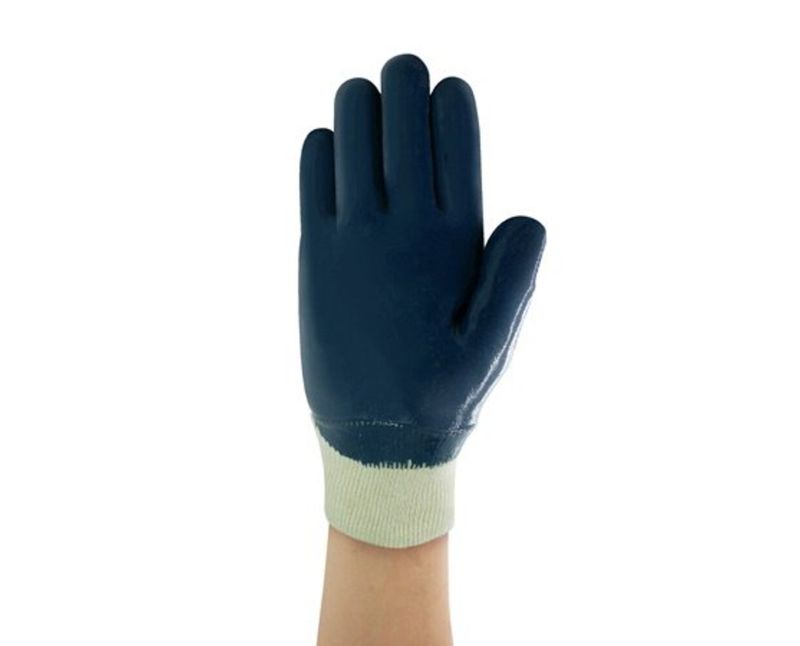 Luva Proteção Mecânica Nitrílica Branca/Azul Antiderrapante Hycron