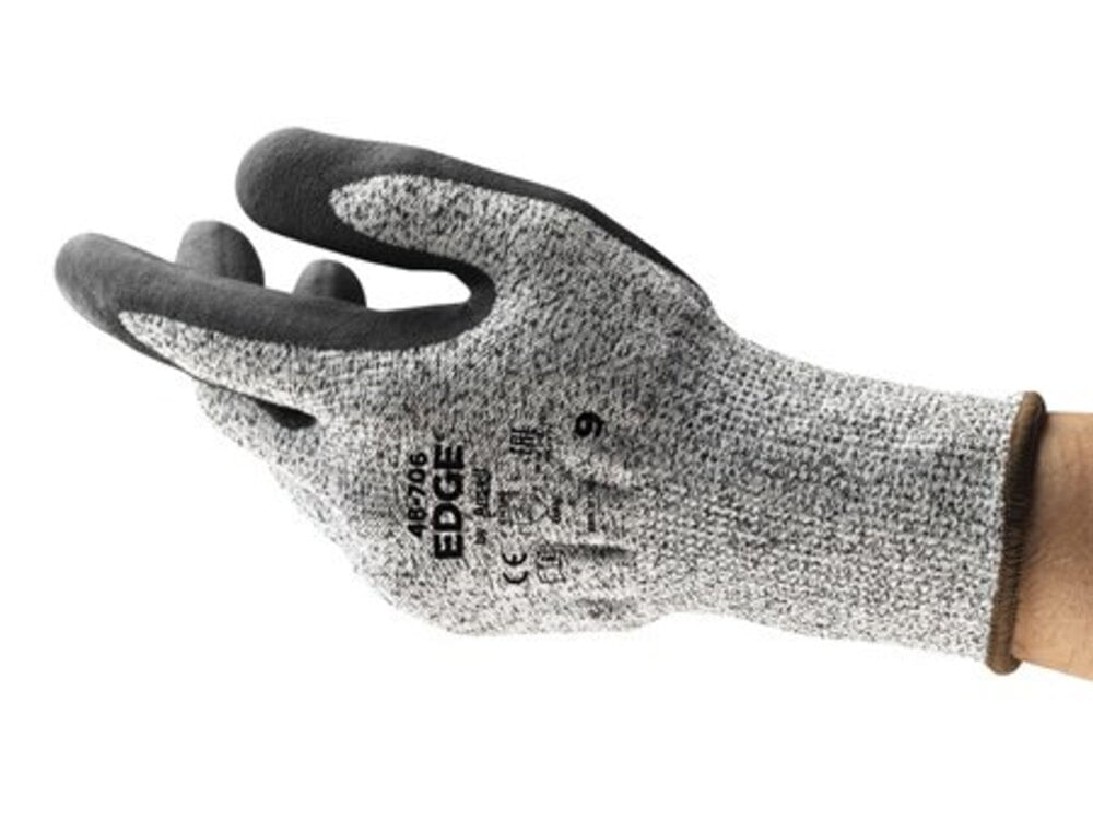 Luva Nylon/Fibra Vidro Cinza/Preto Nitrílica Edge 48 706 Tamanho