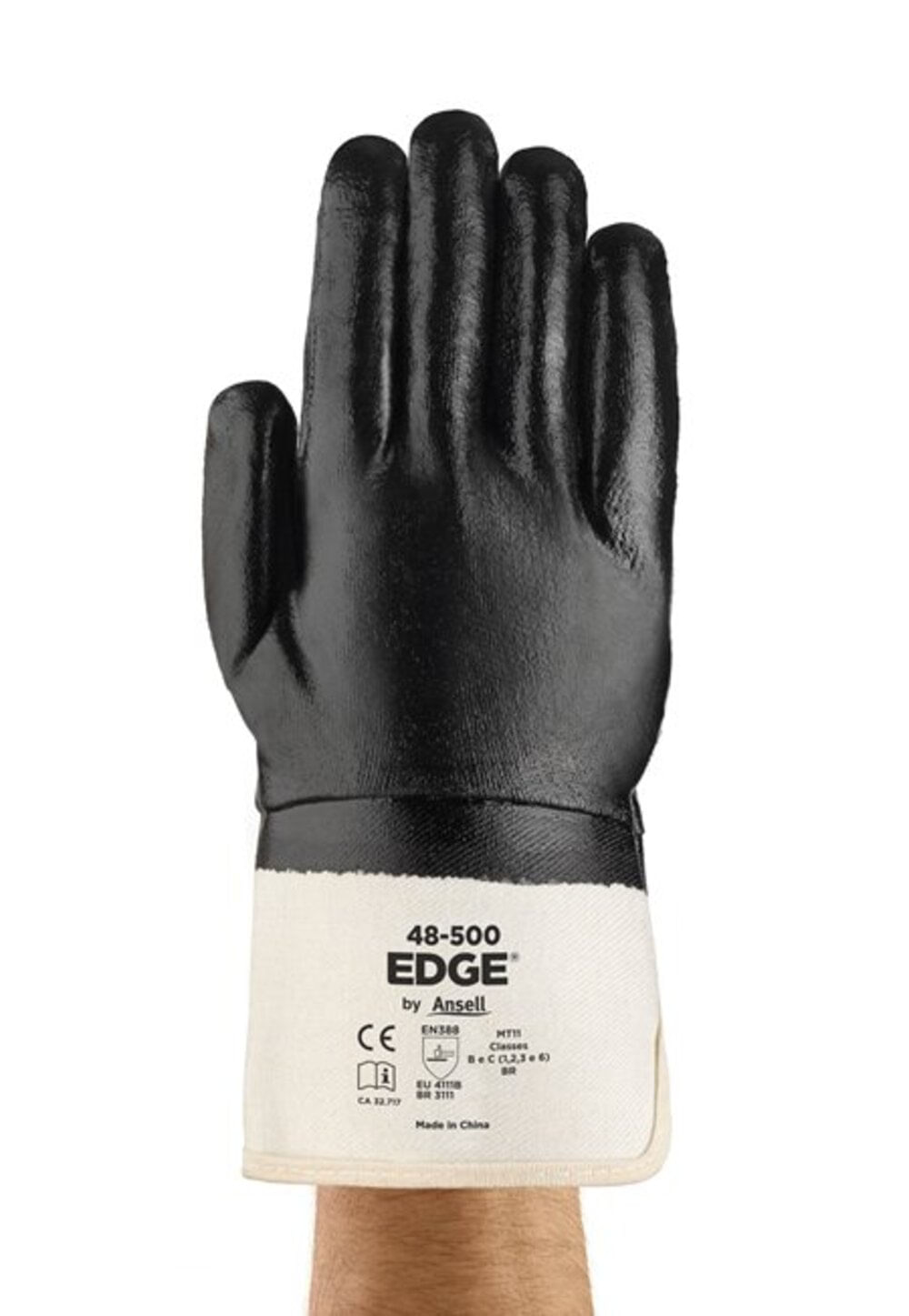 Luva Proteção Mecânica Nitrílica Preta Anti Derrapante Edge 48500