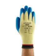 Luva Resistente A Corte Látex Natural Azul/Amarela Antiderrapante Power Flex 80 600 Tamanho 9 CA 18193 Ansell