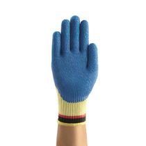 Luva Resistente A Corte Látex Natural Azul/Amarela Antiderrapante Power Flex 80 600 Tamanho 9 CA 18193 Ansell