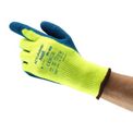 Luva Baixa Temperatura Látex Natural Azul/Amarela Antiderrapante Power Flex 80 400 Tamanho 10 CA 16083 Ansell Z | Imagem ilustrativa do produto em uma mão