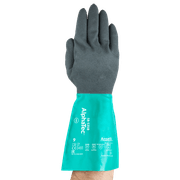 Luva Proteção Química Nitrílica Preta/Verde Anti Derrapante Longo Alphatec 58 535 Tamanho 9 CA 17419 Ansell