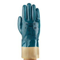 Luva Proteção Mecânica Nitrilica Bege/Azul Anti Derrapante Hylite 47 409 Tamanho 9 CA 25723 Ansell