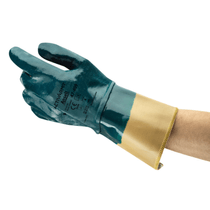 Luva Proteção Mecânica Nitrilica Bege/Azul Anti Derrapante Hylite 47 409 Tamanho 9 CA 25723 Ansell