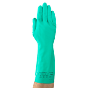 Luva Proteção Quimica Nitrilica Verde 380Mm Solvex 37165 Tamanho 7/P Ansell