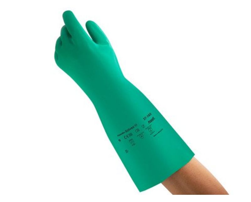 Luva Proteção Quimica Nitrilica Verde 380Mm Solvex 37165 Tamanho 7