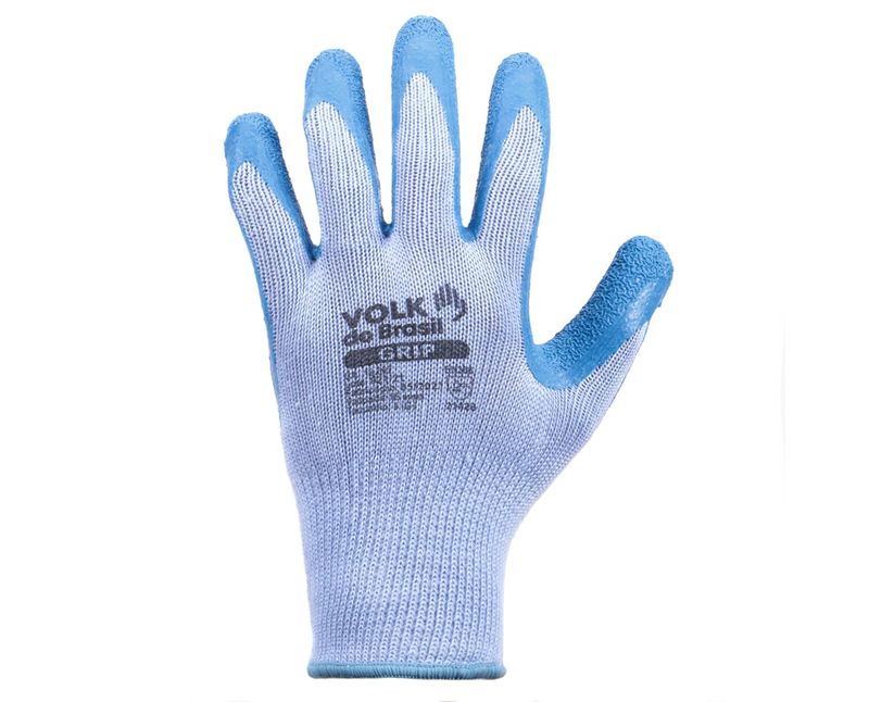 Luva Algodão Poliéster Antiderrapante Banho Látex Azul/Cinza Grip