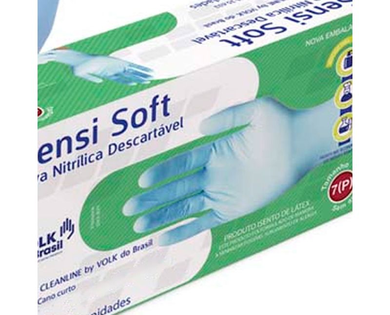 Luva Descartável Nitrilica Azul Com 100 Unidades