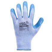 Luva Algodão Poliéster Antiderrapante Banho Látex Azul/Cinza Grip 12 Unidades 101060032 Tamanho 8/M CA 18007 Volk