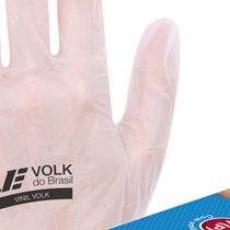 Luva Descartavel Vinil Transparente com 100 Vinil Volk 108107711 Tamanho 7/P Volk
