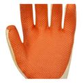 Luva Proteção Quimica Mecânica Algodão Com Banho Latex Laranja 101095705 Tamanho 8/M Volk - Dimensional | Ampliado nos detalhes da palma do produto