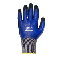 Luva Proteção Química Fibra Vidro Cinza/Preta/Azul Nitrílica Cut Oil Full Tamanho 9/G CA 36848 Volk