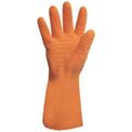 Luva Látex Natural Laranja Malha Coral DASL530 Tamanho 8/M CA 15366 DVS - Dimensional | Visão geral do produto - Par de luvas
