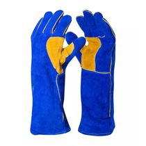 Luva Soldador Raspa Azul/Marrom Longo Powersolda DA94100P Tamanho XG DVS