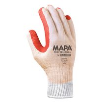 Luva Proteção Mecânica Tricotada Poliéster/Poliamida Bege/Laranja Borracha Natural Vulcanizada PRO600 Tamanho 9/G Mapa Mucambo