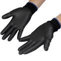 Luva Antistatica Nylon Preta Poliuretano 020933 Tamanho 9/G Kalipso - Dimensional | Com foco nas extremidades da luva