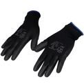 Luva Antistatica Nylon Preta Poliuretano 020933 Tamanho 9/G Kalipso - Dimensional | Visão  do par