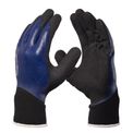 Luva Proteção Mecanica Nylon/NBR Preta/Azul Ultrablack DA46000 Tamanho G Danny - Imagem de duas  mãos usando o produto.