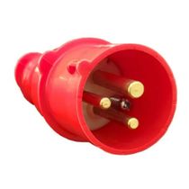 Plugue Energia Industrial Sobrepor Macho Poliamida 2 Polos + Terra 16A 380 440V Vermelho S3079W Steck