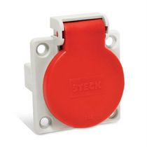 Tomada Embutir Fêmea 2 Polos + Terra 10A 250V Vermelho Com Tampa S8640V Steck