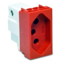 Tomada Painel Fast On 2 Polos + Terra 250V 20A Vermelha S8627 Steck