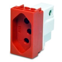 Tomada Painel Fast On 2 Polos + Terra 250V 20A Vermelha S8627 Steck