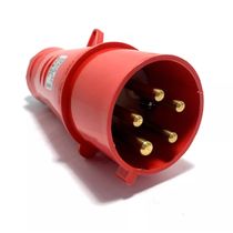 Plugue Energia Industrial Macho Termoplástico 3 Polos + Neutro + Terra 32A 380 440V Vermelho S5276 Steck
