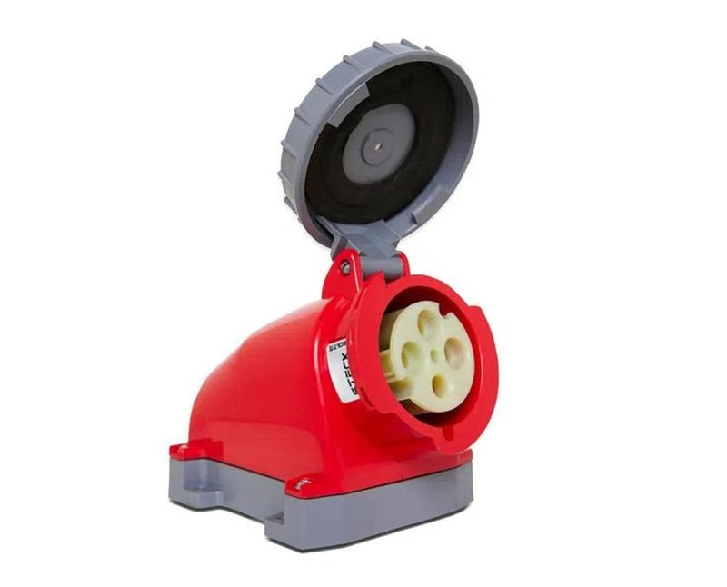 Tomada Sobrepor Fêmea 3 Polos + Terra 16A 440V Vermelho 6H Com